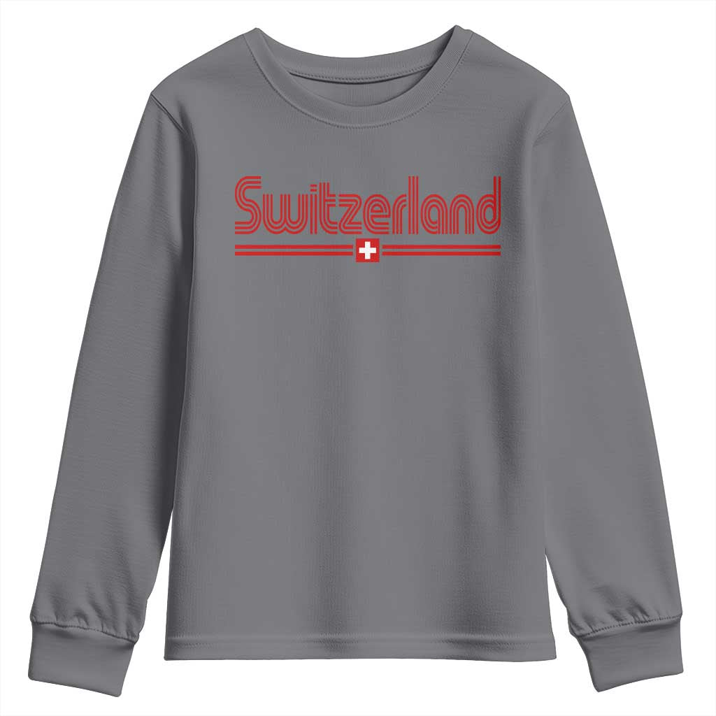 Switzerland Fan Retro Vintage Flag Youth Sweatshirt TS10 Charcoal Print Your Wear