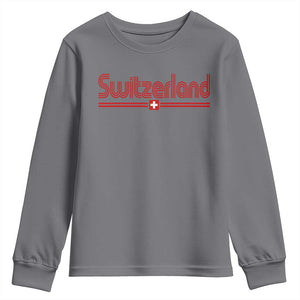 Switzerland Fan Retro Vintage Flag Youth Sweatshirt TS10 Charcoal Print Your Wear