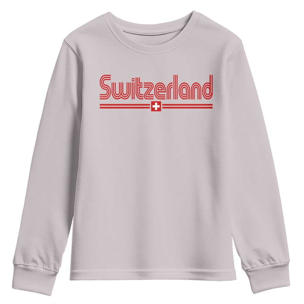 Switzerland Fan Retro Vintage Flag Youth Sweatshirt TS10 Ice Gray Print Your Wear