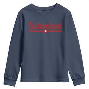 Switzerland Fan Retro Vintage Flag Youth Sweatshirt TS10 Navy Print Your Wear