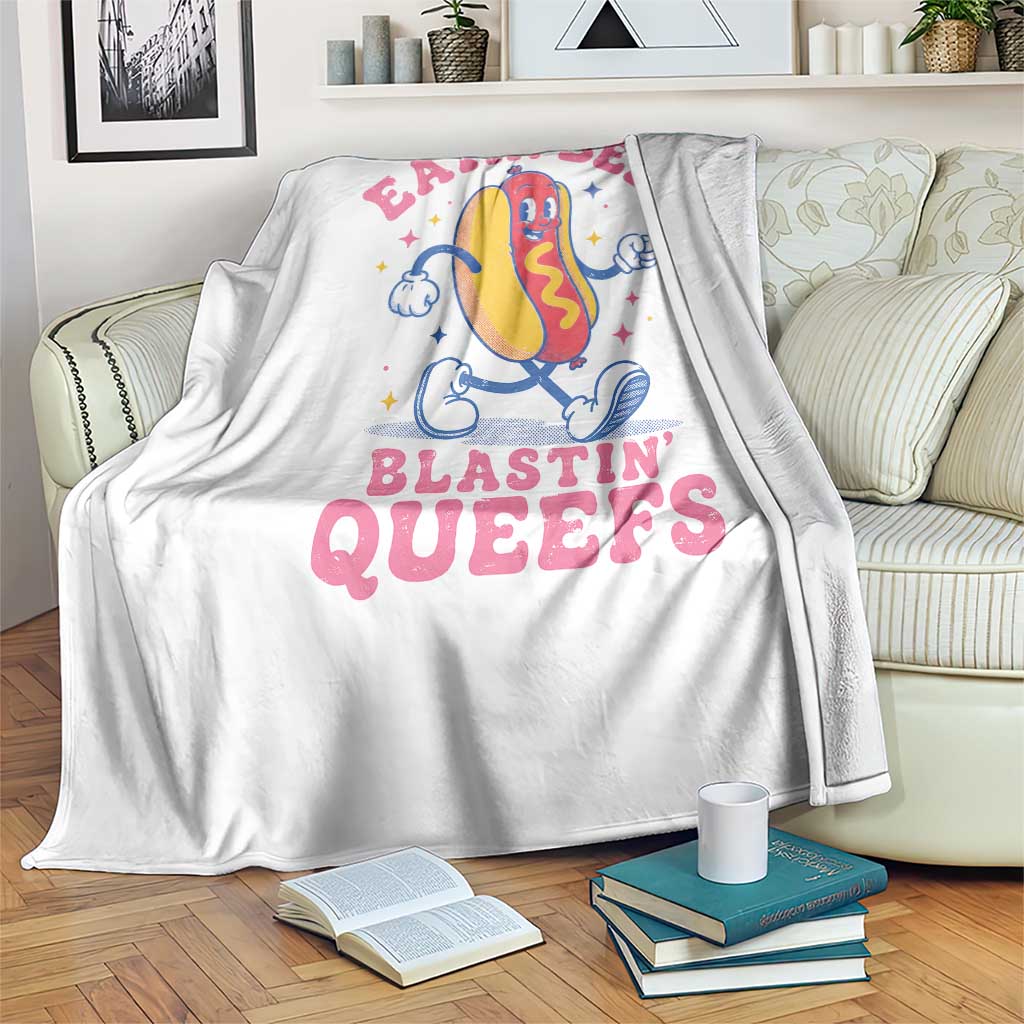 Hotdog Eatin Beef Blastin Queefs Inappropriate Throw Blanket Funny Cringe Offensive Humor TS10 Print Your Wear