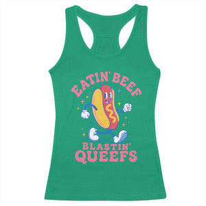 Hotdog Eatin Beef Blastin Queefs Inappropriate Racerback Tank Top Funny Cringe Offensive Humor TS10 Irish Green Print Your Wear