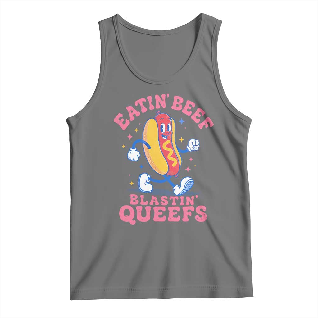 Hotdog Eatin Beef Blastin Queefs Inappropriate Tank Top Funny Cringe Offensive Humor TS10 Black Heather Print Your Wear