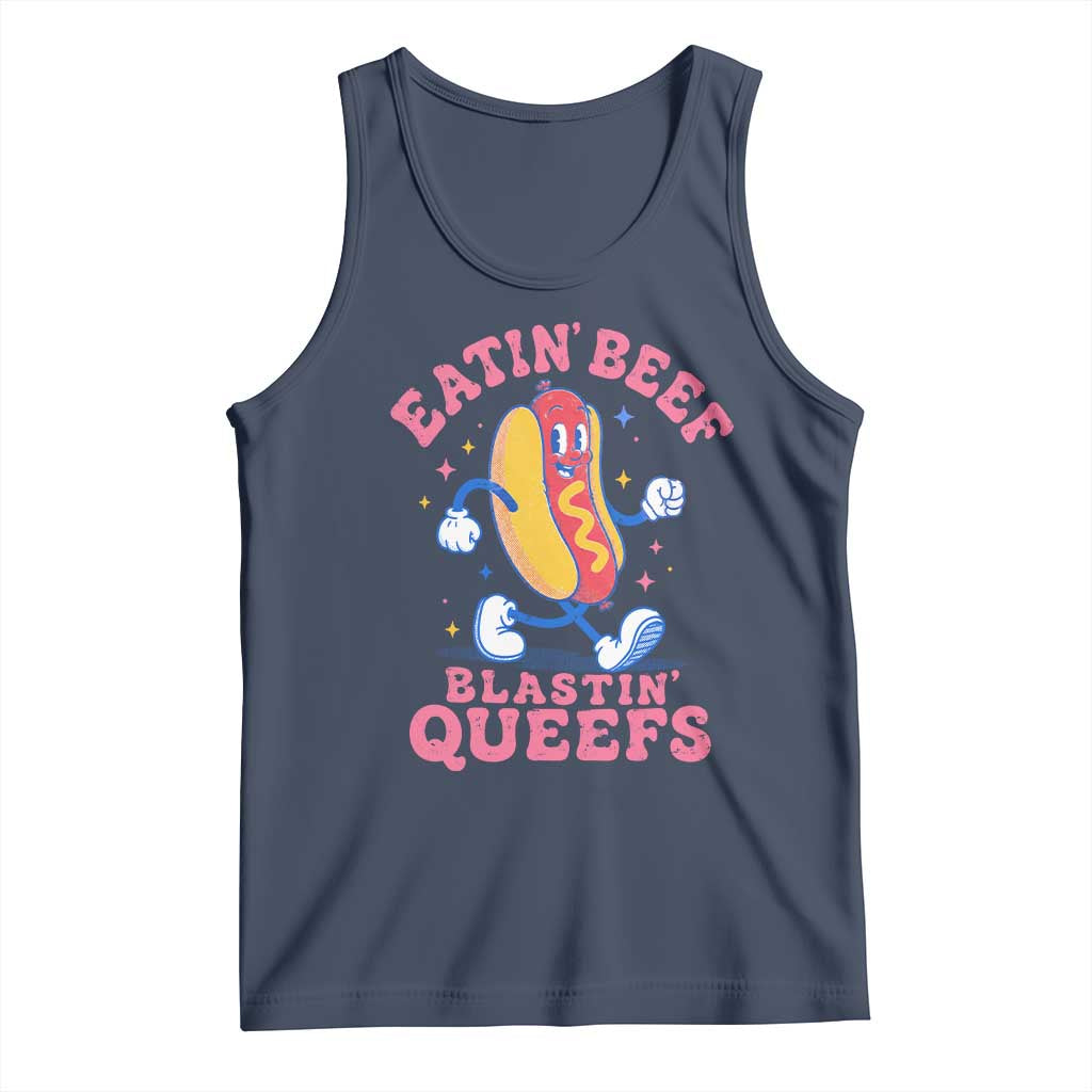 Hotdog Eatin Beef Blastin Queefs Inappropriate Tank Top Funny Cringe Offensive Humor TS10 Navy Print Your Wear
