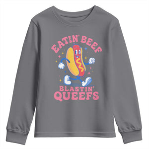 Hotdog Eatin Beef Blastin Queefs Inappropriate Youth Sweatshirt Funny Cringe Offensive Humor TS10 Charcoal Print Your Wear
