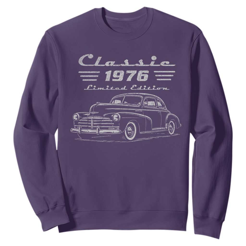 50th Birthday Sweatshirt Vintage Retro Car Classic 1976 50 Year Old Gift TS10 Purple Print Your Wear