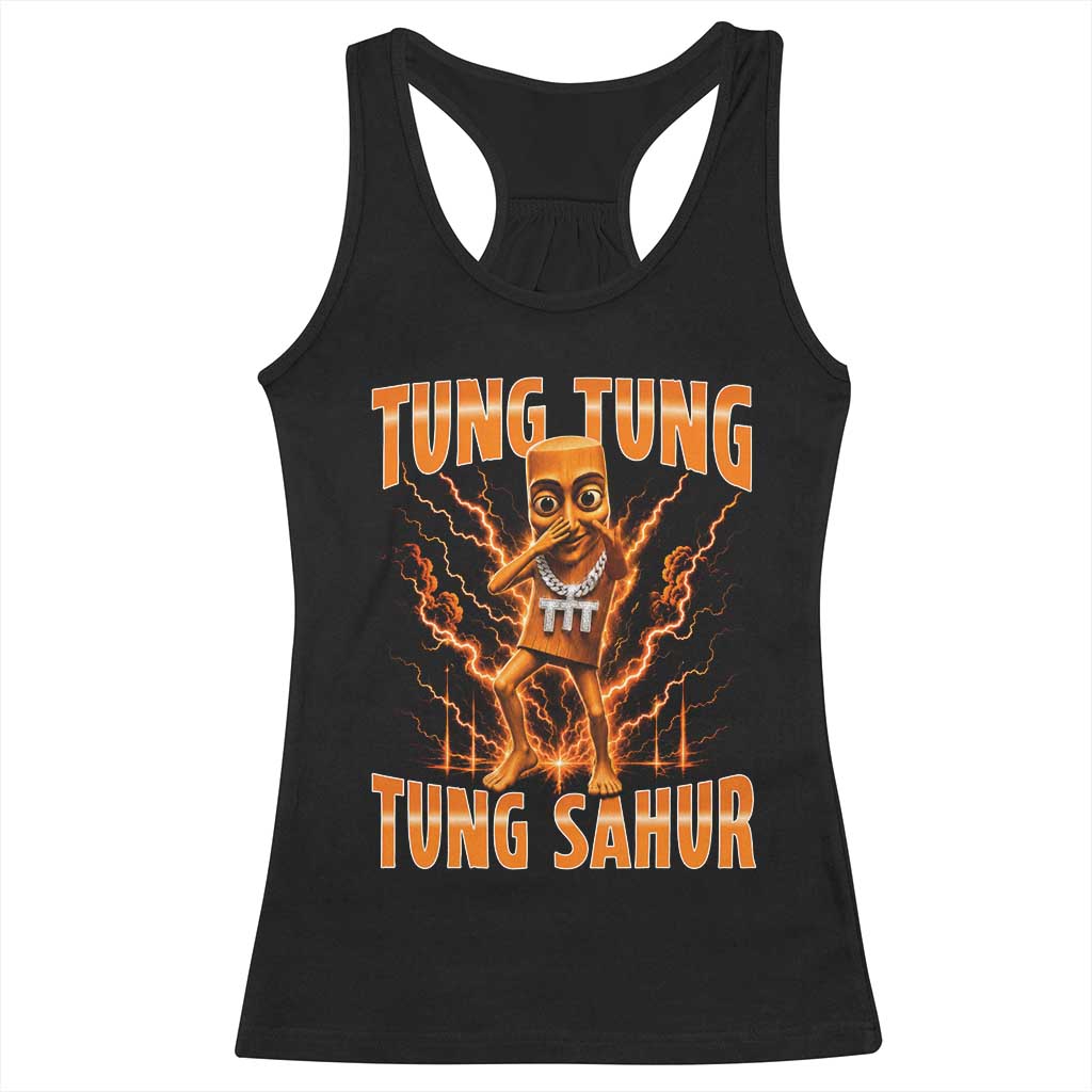 Tung Tung Tung Sahur is Calling Scuba Dance Meme Racerback Tank Top Italian Brainrot TS10 Black Print Your Wear