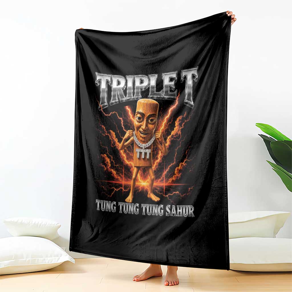 Triple T Tung Tung Tung Sahur Brainrot Meme Throw Blanket TS10 Print Your Wear