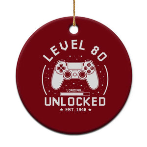 Level 80 Unlocked Video Gamer 80th Birthday Gift Ceramic Ornament Vintage 1946 80 Year Old Gift TS10 1pc Red Print Your Wear
