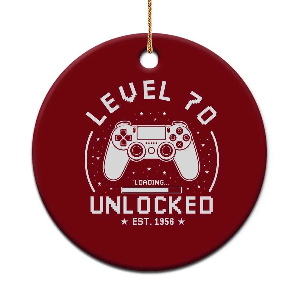 Level 70 Unlocked Video Gamer 70th Birthday Gift Ceramic Ornament Vintage 1956 70 Year Old Gift TS10 1pc Red Print Your Wear