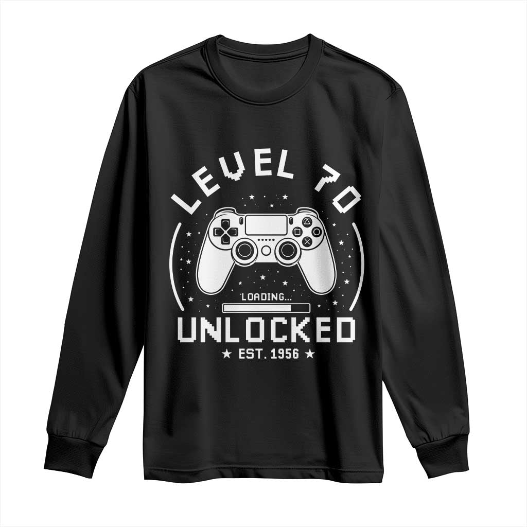 Level 70 Unlocked Video Gamer 70th Birthday Gift Long Sleeve Shirt Vintage 1956 70 Year Old Gift TS10 Black Print Your Wear