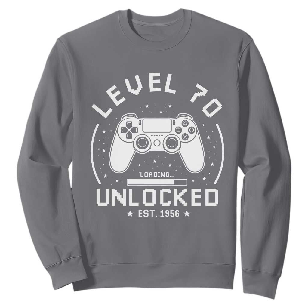 Level 70 Unlocked Video Gamer 70th Birthday Gift Sweatshirt Vintage 1956 70 Year Old Gift TS10 Charcoal Print Your Wear