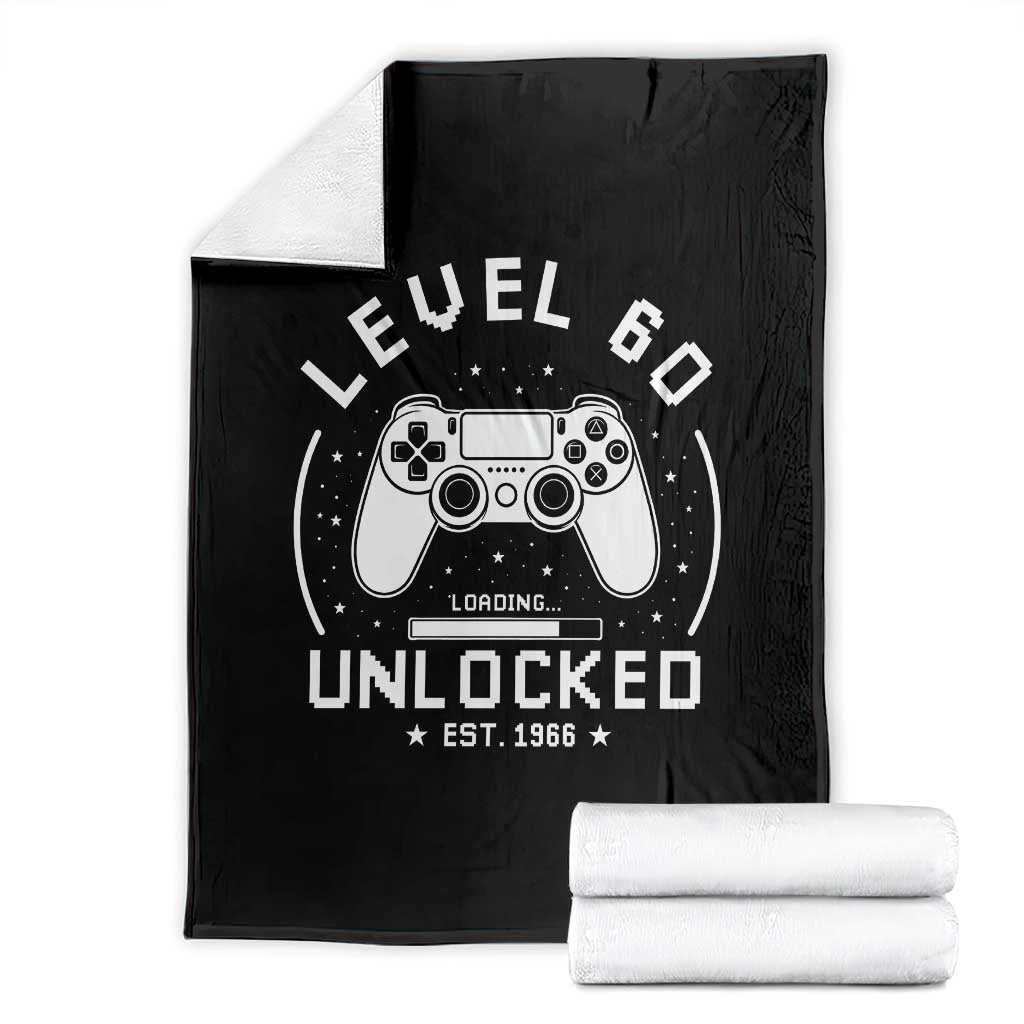 Level 60 Unlocked Video Gamer 60th Birthday Gift Throw Blanket Vintage 1966 60 Year Old Gift TS10 Black Print Your Wear