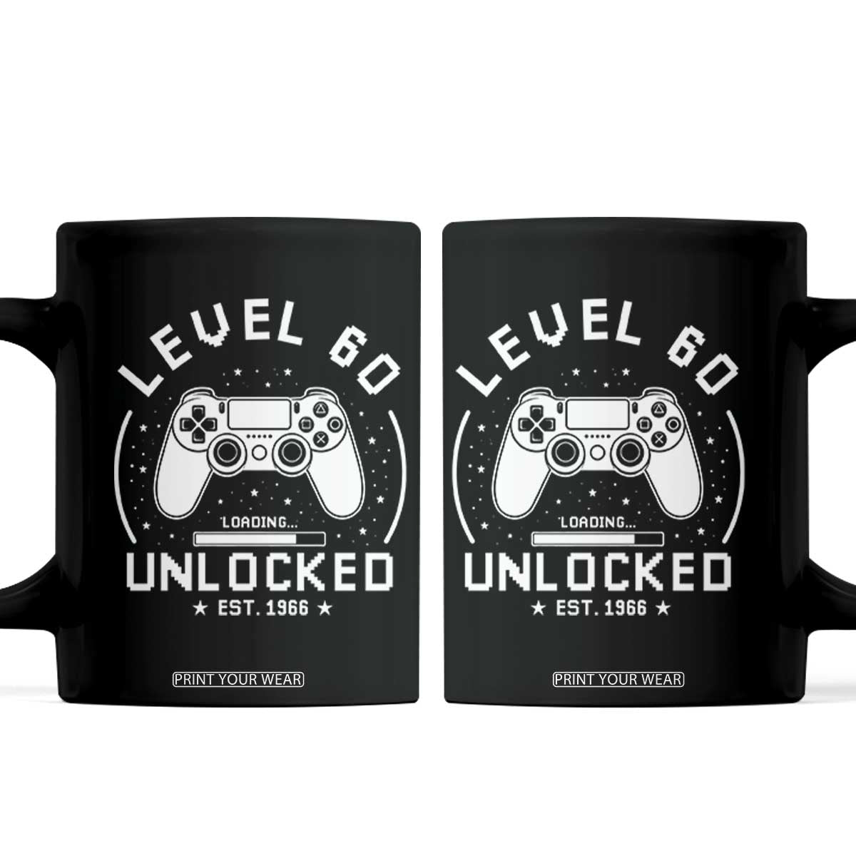 Level 60 Unlocked Video Gamer 60th Birthday Gift Coffee Mug Vintage 1966 60 Year Old Gift TS10 Black Print Your Wear