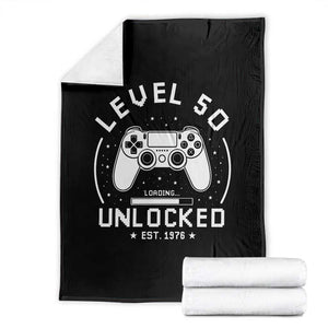 Level 50 Unlocked Video Gamer 50th Birthday Gift Throw Blanket Vintage 1976 50 Year Old Gift TS10 Black Print Your Wear