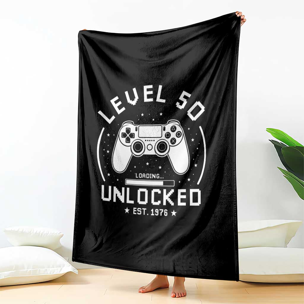 Level 50 Unlocked Video Gamer 50th Birthday Gift Throw Blanket Vintage 1976 50 Year Old Gift TS10 Print Your Wear
