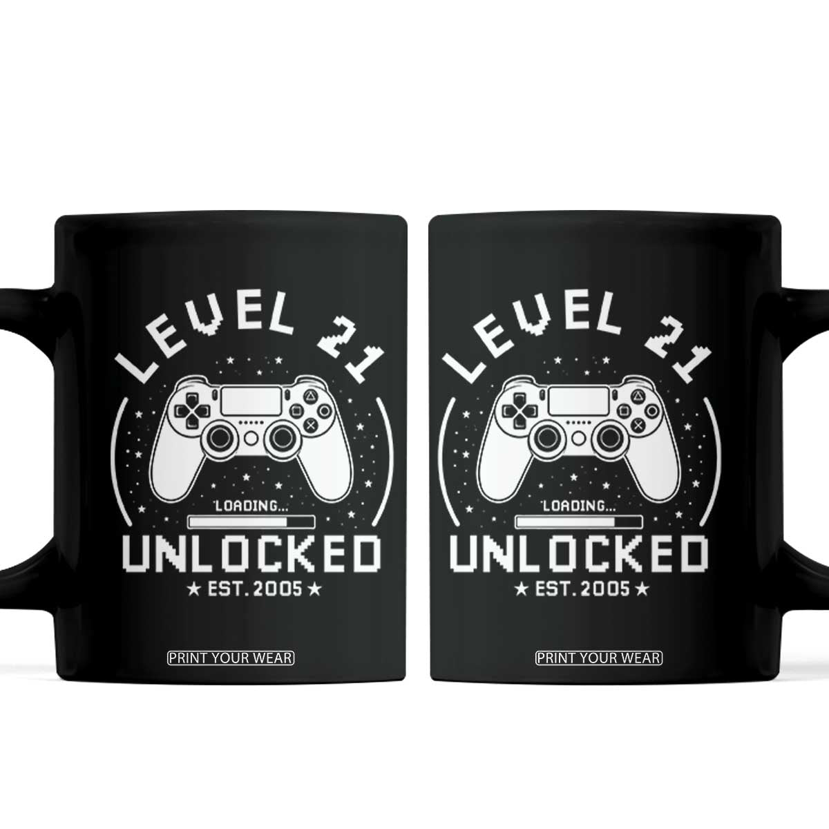 Level 21 Unlocked Video Gamer 21st Birthday Gift Coffee Mug Vintage 2005 21 Year Old Gift TS10 Black Print Your Wear