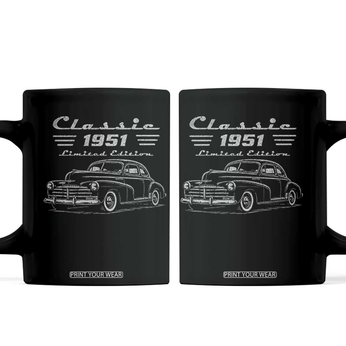 75th Birthday Coffee Mug Vintage Retro Car Classic 1951 75 Year Old Gift TS10 Black Print Your Wear