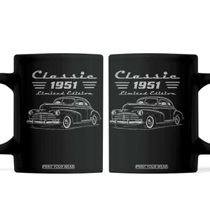 75th Birthday Coffee Mug Vintage Retro Car Classic 1951 75 Year Old Gift TS10 Black Print Your Wear