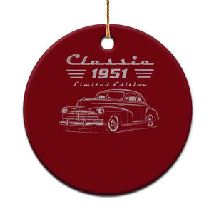 75th Birthday Ceramic Ornament Vintage Retro Car Classic 1951 75 Year Old Gift TS10 1pc Red Print Your Wear