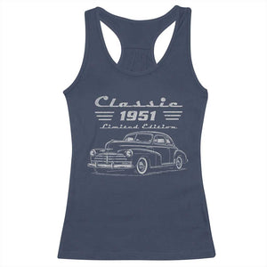 75th Birthday Racerback Tank Top Vintage Retro Car Classic 1951 75 Year Old Gift TS10 Navy Print Your Wear
