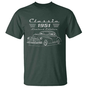 75th Birthday T Shirt Vintage Retro Car Classic 1951 75 Year Old Gift TS10 Dark Forest Green Print Your Wear