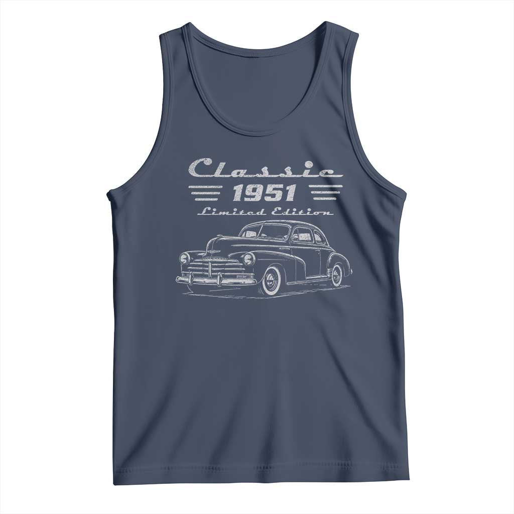 75th Birthday Tank Top Vintage Retro Car Classic 1951 75 Year Old Gift TS10 Navy Print Your Wear