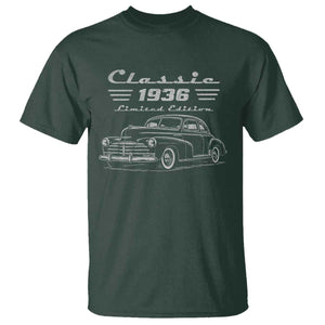 90th Birthday T Shirt Vintage Retro Car Classic 1936 90 Year Old Gift TS10 Dark Forest Green Print Your Wear