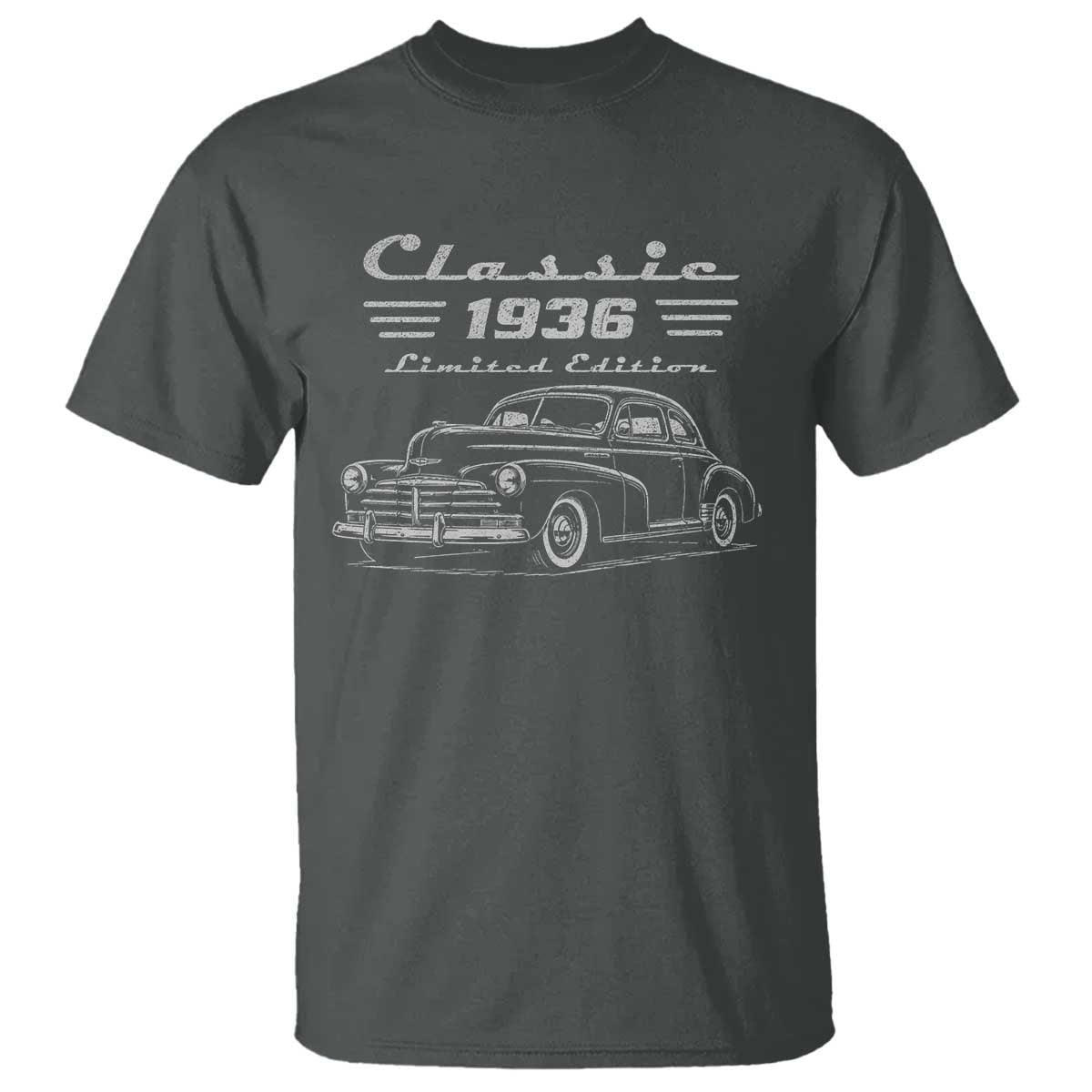 90th Birthday T Shirt Vintage Retro Car Classic 1936 90 Year Old Gift TS10 Dark Heather Print Your Wear