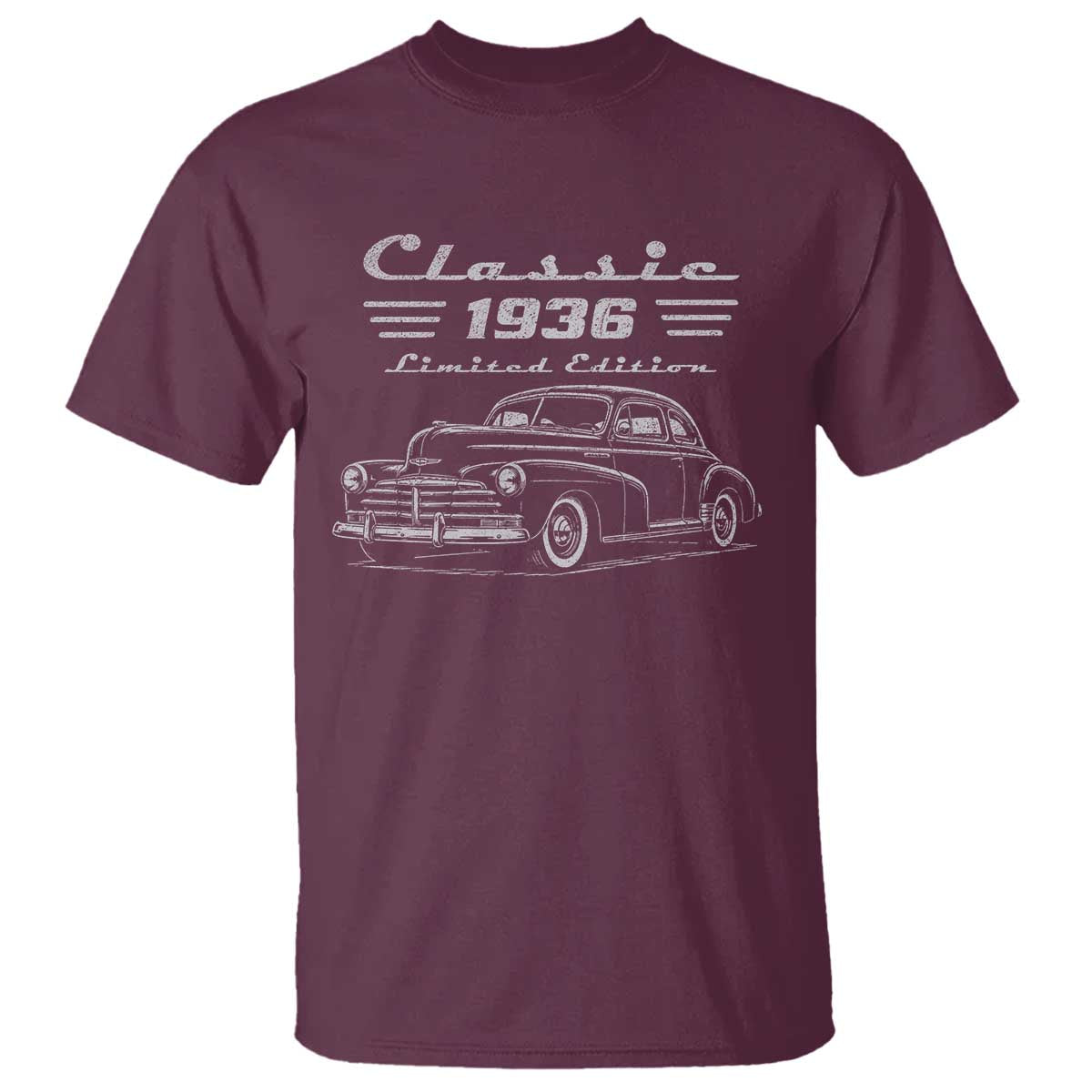 90th Birthday T Shirt Vintage Retro Car Classic 1936 90 Year Old Gift TS10 Maroon Print Your Wear