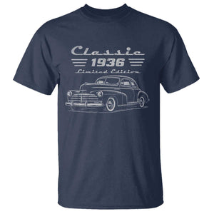 90th Birthday T Shirt Vintage Retro Car Classic 1936 90 Year Old Gift TS10 Navy Print Your Wear