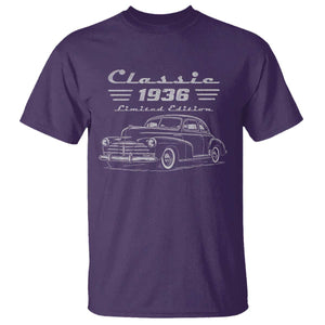 90th Birthday T Shirt Vintage Retro Car Classic 1936 90 Year Old Gift TS10 Purple Print Your Wear