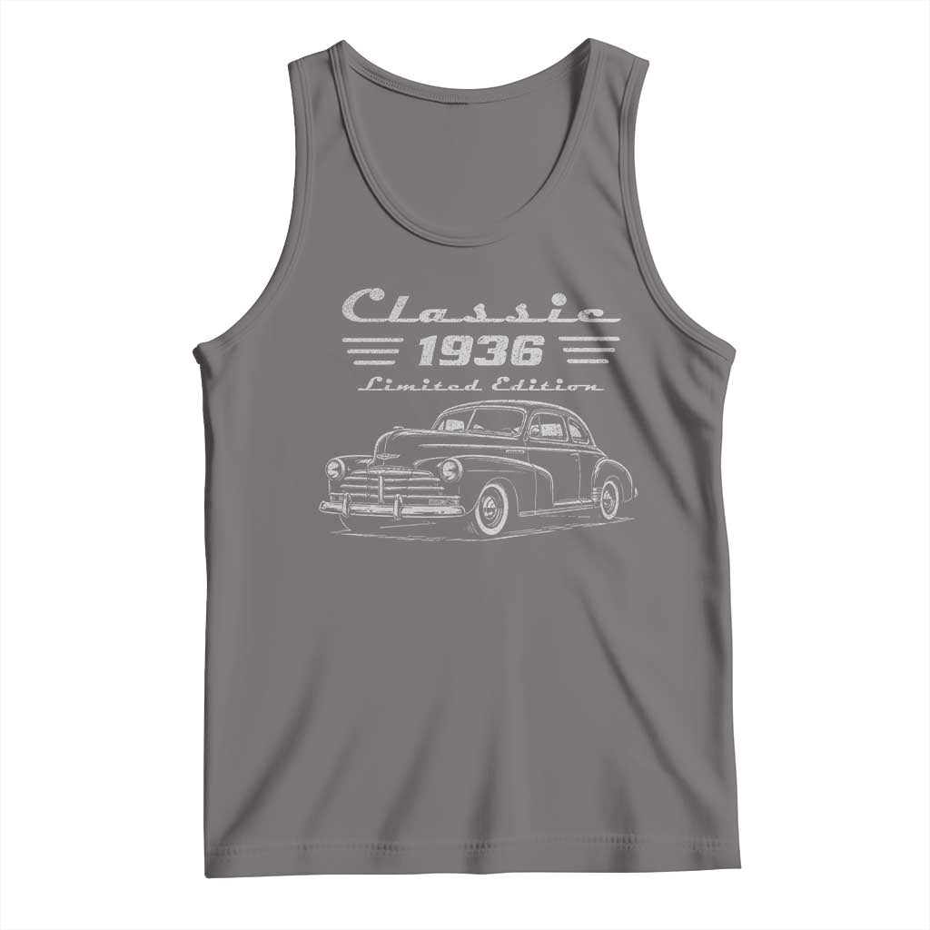 90th Birthday Tank Top Vintage Retro Car Classic 1936 90 Year Old Gift TS10 Deep Heather Print Your Wear