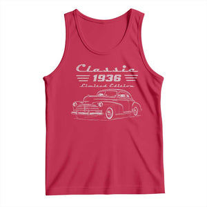 90th Birthday Tank Top Vintage Retro Car Classic 1936 90 Year Old Gift TS10 Red Print Your Wear