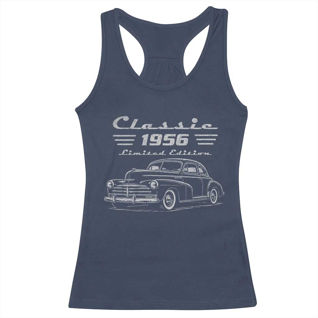 70th Birthday Racerback Tank Top Vintage Retro Car Classic 1956 70 Year Old Gift TS10 Navy Print Your Wear