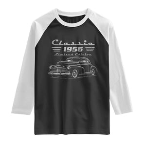 70th Birthday Raglan Shirt Vintage Retro Car Classic 1956 70 Year Old Gift TS10 Black White Print Your Wear
