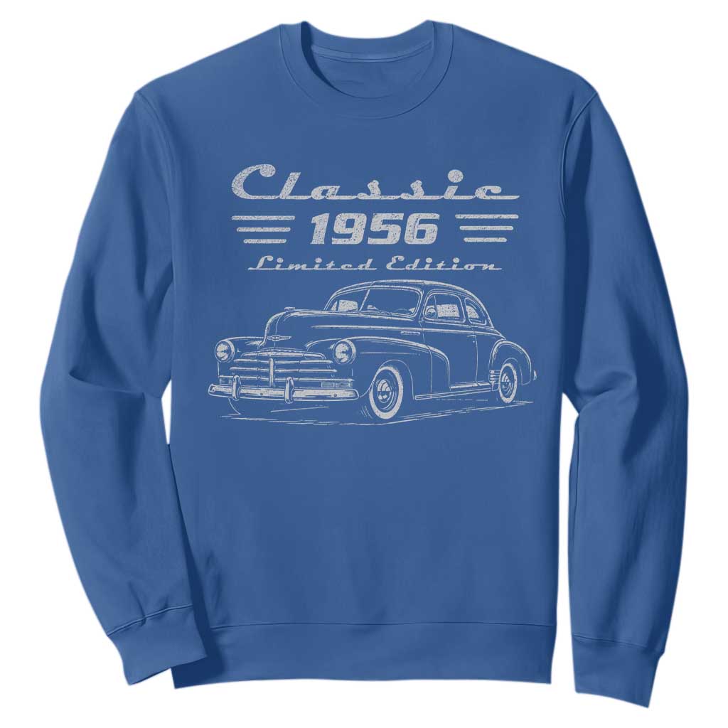 70th Birthday Sweatshirt Vintage Retro Car Classic 1956 70 Year Old Gift TS10 Royal Blue Print Your Wear
