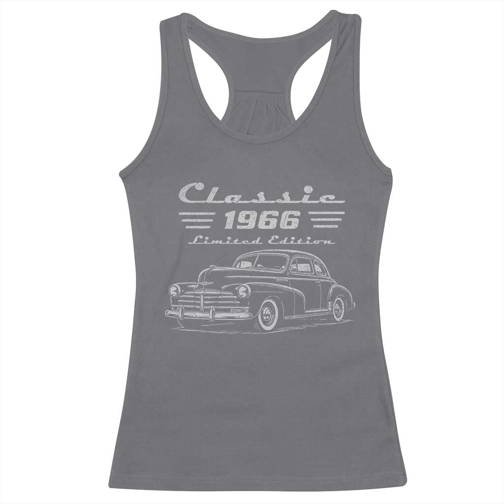 60th Birthday Racerback Tank Top Vintage Retro Car Classic 1966 60 Year Old Gift TS10 Charcoal Print Your Wear