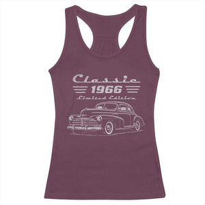 60th Birthday Racerback Tank Top Vintage Retro Car Classic 1966 60 Year Old Gift TS10 Maroon Print Your Wear