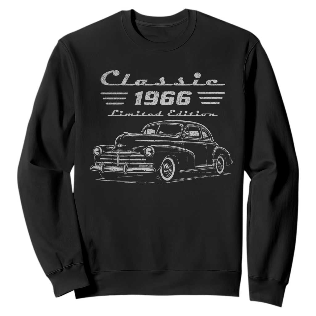60th Birthday Sweatshirt Vintage Retro Car Classic 1966 60 Year Old Gift TS10 Black Print Your Wear