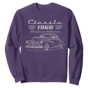 60th Birthday Sweatshirt Vintage Retro Car Classic 1966 60 Year Old Gift TS10 Purple Print Your Wear