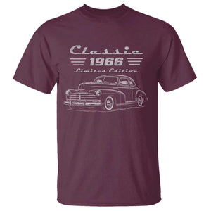 60th Birthday T Shirt Vintage Retro Car Classic 1966 60 Year Old Gift TS10 Maroon Print Your Wear