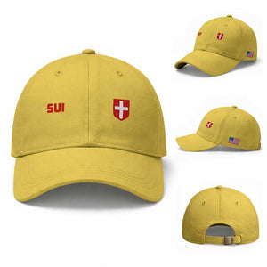 Switzerland Baseball Cap Vintage Retro Swiss Flag TS10 Baseball Cap Universal Fit Yellow Print Your Wear