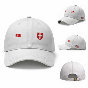 Switzerland Baseball Cap Vintage Retro Swiss Flag TS10 Baseball Cap Universal Fit White Print Your Wear
