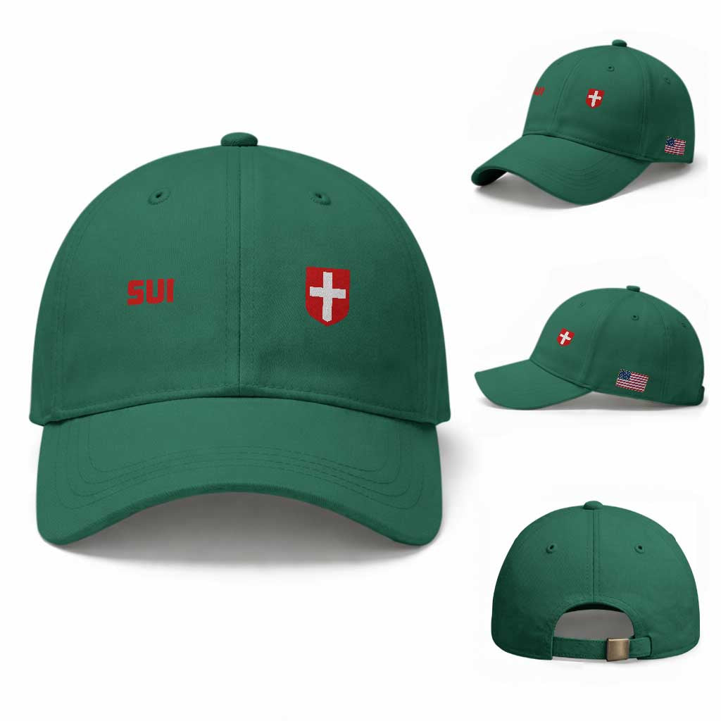 Switzerland Baseball Cap Vintage Retro Swiss Flag TS10 Baseball Cap Universal Fit Irish Green Print Your Wear