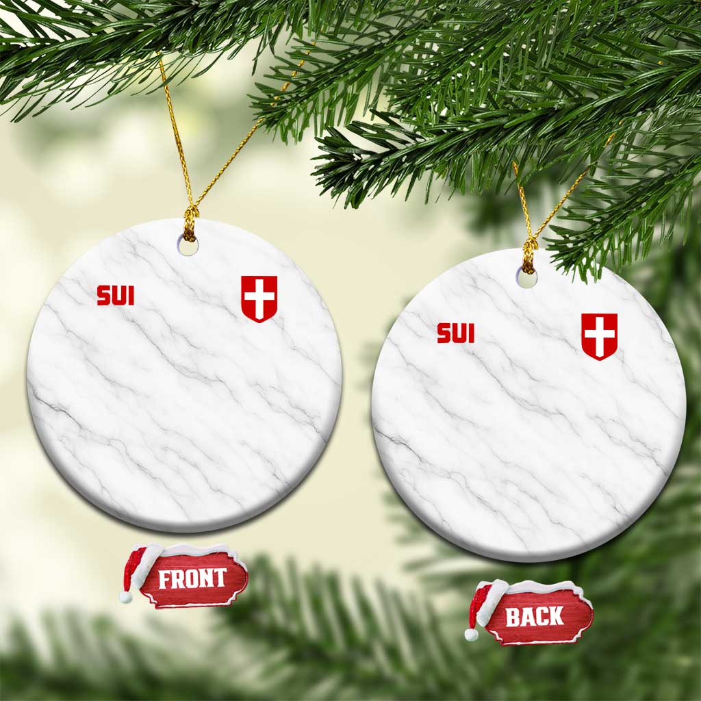 Switzerland Ceramic Ornament Vintage Retro Swiss Flag TS10 1pc White Marble Print Your Wear