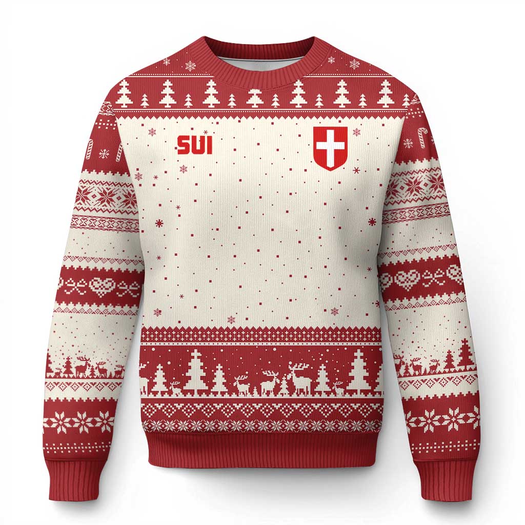 Switzerland Ugly Christmas Sweater Vintage Retro Swiss Flag TS10 Beige Red Print Your Wear