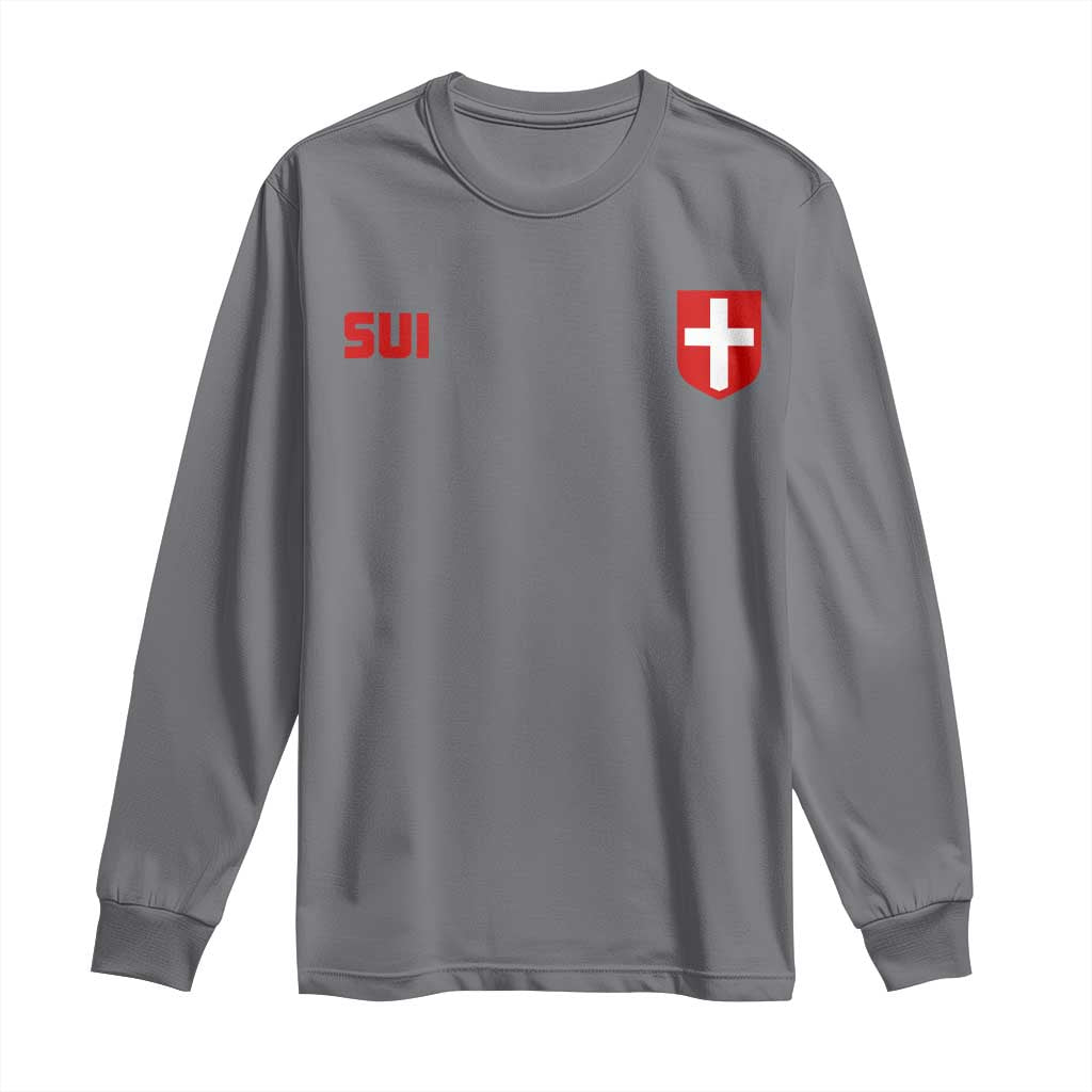 Switzerland Long Sleeve Shirt Vintage Retro Swiss Flag TS10 Charcoal Print Your Wear