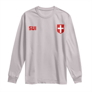 Switzerland Long Sleeve Shirt Vintage Retro Swiss Flag TS10 Ice Gray Print Your Wear