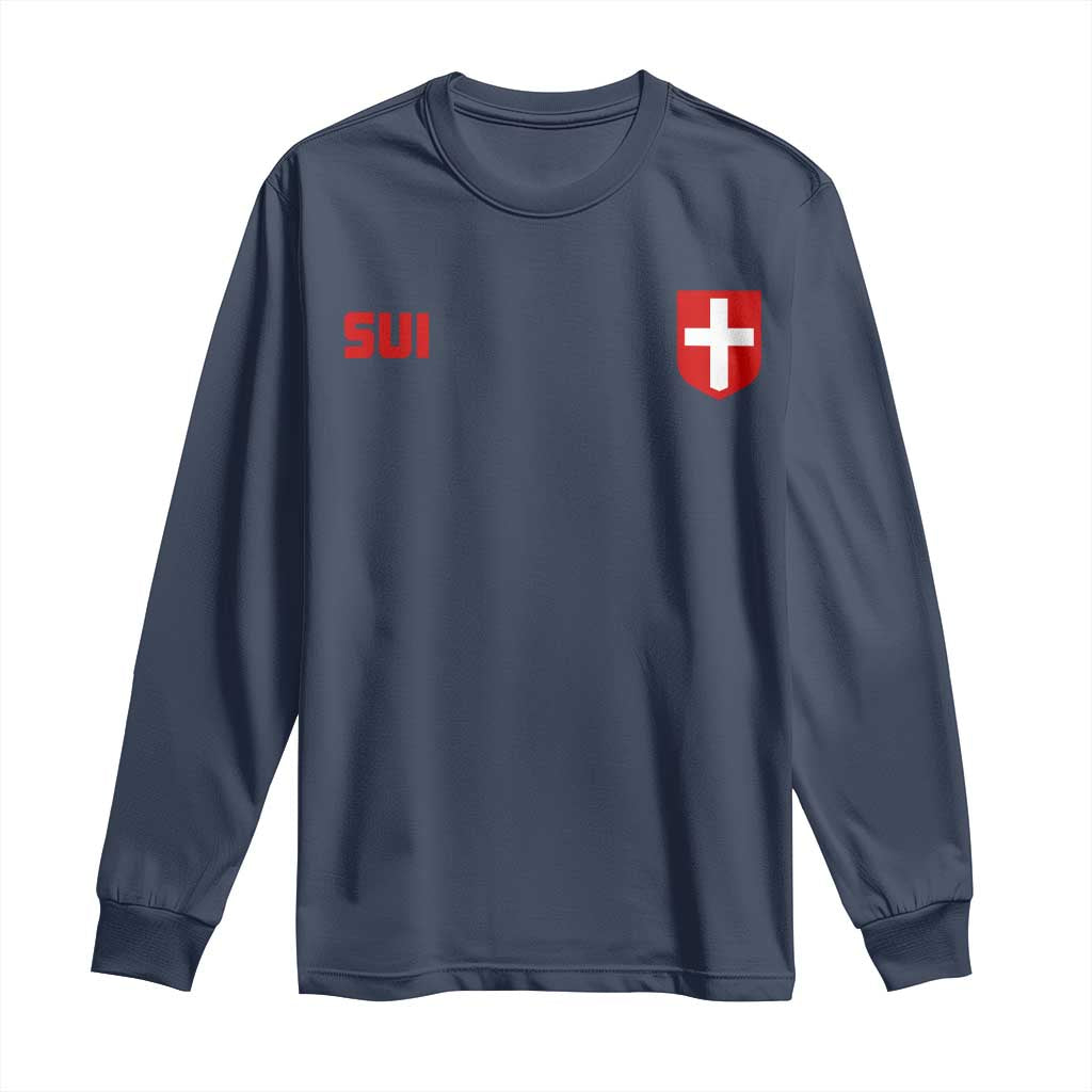 Switzerland Long Sleeve Shirt Vintage Retro Swiss Flag TS10 Navy Print Your Wear